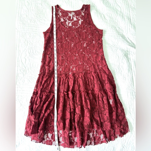 Free People Lace Slip Dress in Brown Red, Small - Picture 4 of 6